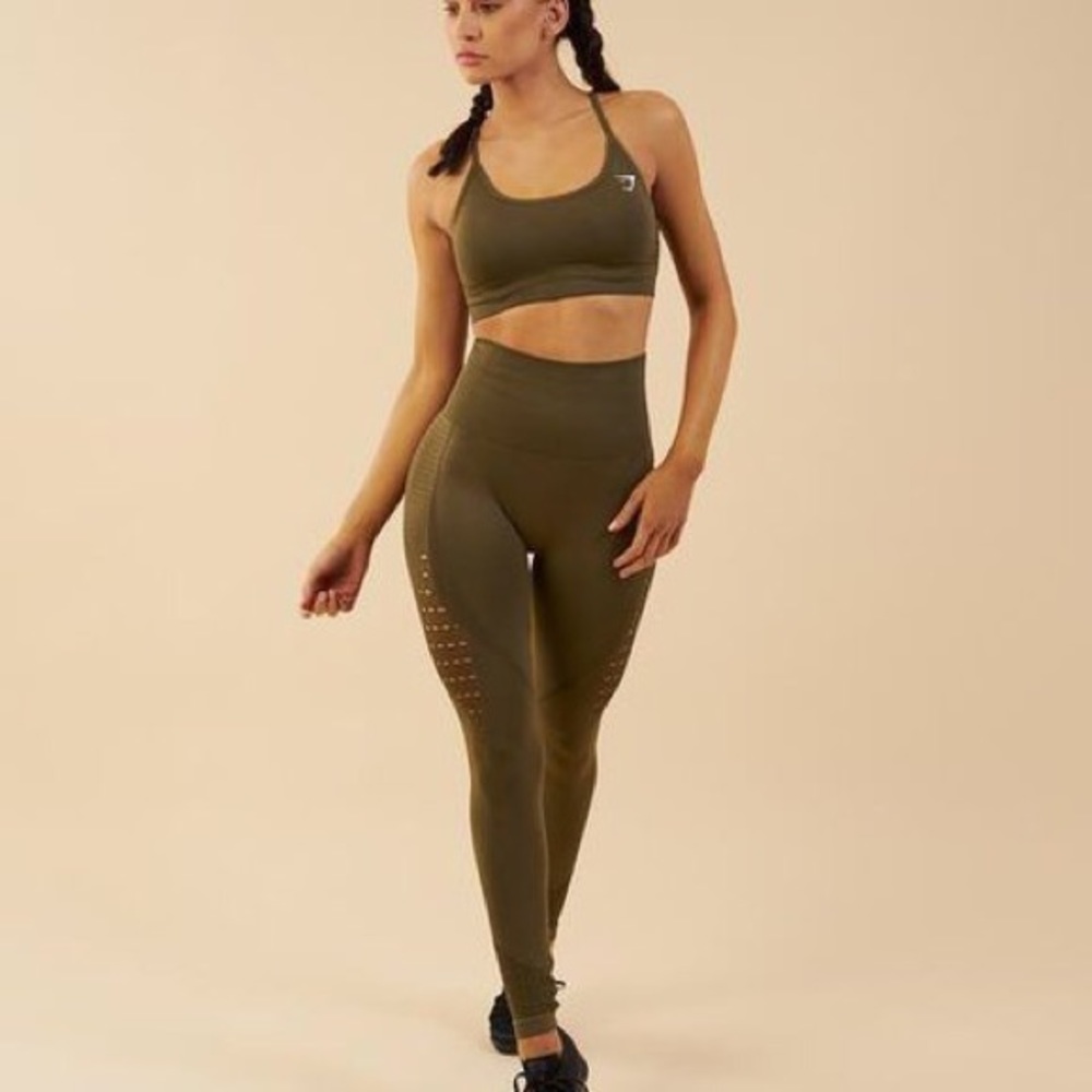 Gym shark energy seamless olive legging